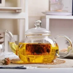 WILMAX Tekanna Glas 1200 ml – Stor Värmetålig Tebryggare med Glasfilter | Presentförpackning