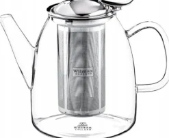 Wilmax Tekanna Glas 950 ml – Värmebeständig Tebryggare med Rostfritt Stålfilter för Spis och Servering