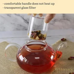 Wilmax tekanna i glas 620 ml med glasfilter, spissäker