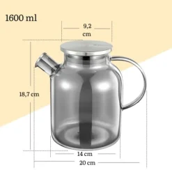 Wilmax värmebeständig glaskanna 1,6L grå