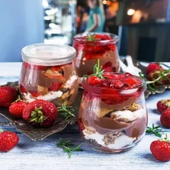 12x glasburkar Burkar Behållare Koppar Yoghurtkoppar Desserter 200ml