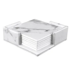 6x Glasunderlägg med Hållare - Fyrkantig