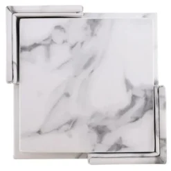 6x Glasunderlägg med Hållare - Fyrkantig