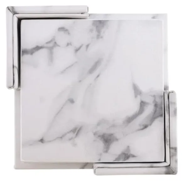 6x Glasunderlägg med Hållare - Fyrkantig