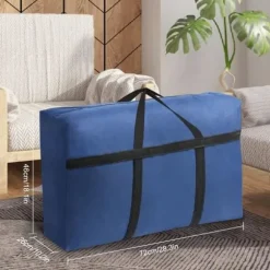 1X85 L Fällbar Sängförvaringsväska Stort Organiseringsväska för Kläder, Påse för Duntäcke, Filtar (72x46x26, Blå)