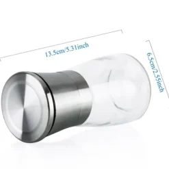 2x Pepparkvarn kryddkvarnar i SILVER 2x Handkvarn av glas och rostfritt stål för köket, perfekt för att mala och krossa peppar, salt, kryddor och