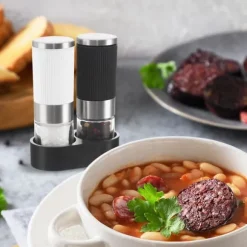 2x Pepparsalt Kryddkvarn Set med Stativ