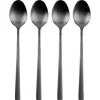 4x Svarta Cocktailskedar Långa Dessertskedar för Glass Kaffeskedar Set