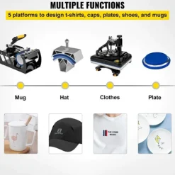 12x15 tum 5 i 1 digital värmepressmaskin, dubbelrörsvärme, lätt att använda