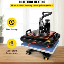 12x15 tum 5 i 1 digital värmepressmaskin, dubbelrörsvärme, lätt att använda