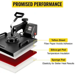 38X38cm 2-i-1 multifunktionell värmepressmaskin med digital kontrollpanel, snabb uppvärmning, effektiv överföring, lätt att använda